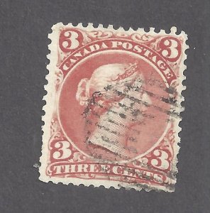 Canada # 25 VF USED 3c BROWN-RED LARGE QUEEN 1851 BLANK OVAL NOVA SCOTIA BS27957