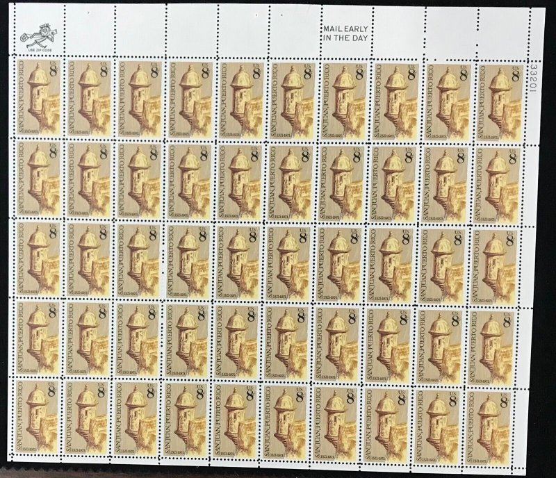 1437   San Juan Puerto Rico 450th Anniversary    MNH 8¢ sheet of 50   FV $4.00