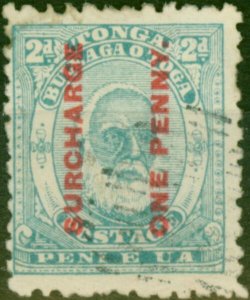 Tonga 1895 1d on 2d Pale Blue SG25 Good Used