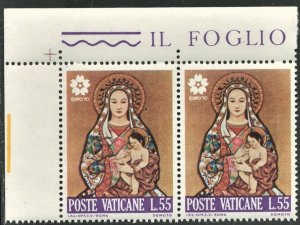 VATICAN CITY #481 - MINT NH PAIR - 1970 - VAT026