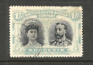 RHODESIA  1910-13  1/-  DOUBLE HEAD  FU P15  SG 177