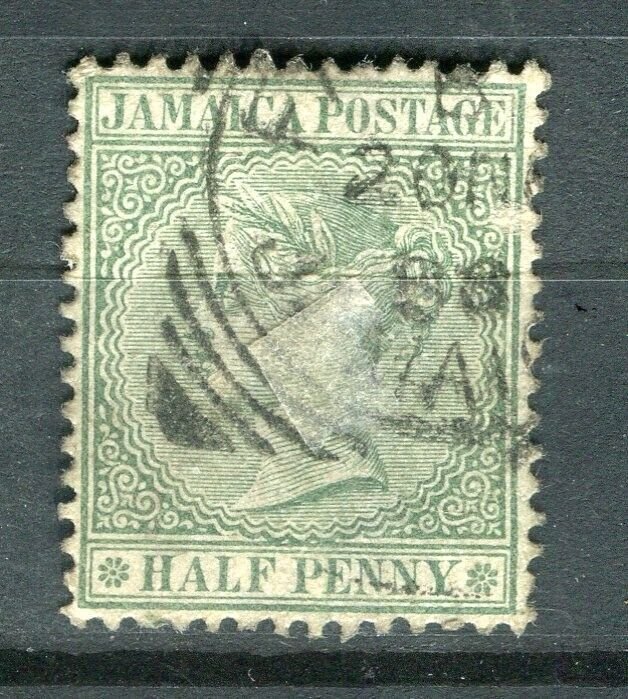 JAMAICA; 1885 early classic Crown CA Wmk. used Shade of 1/2d. value