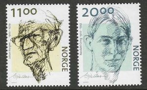 Norway #1336-7 MNH set, Norwegian authors, issued 2002
