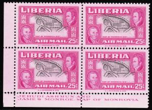 LIBERIA — SCOTT C68v — MONROVIA MAP — INVERTED CENTER BLOCK — MNH — SCV $200.00