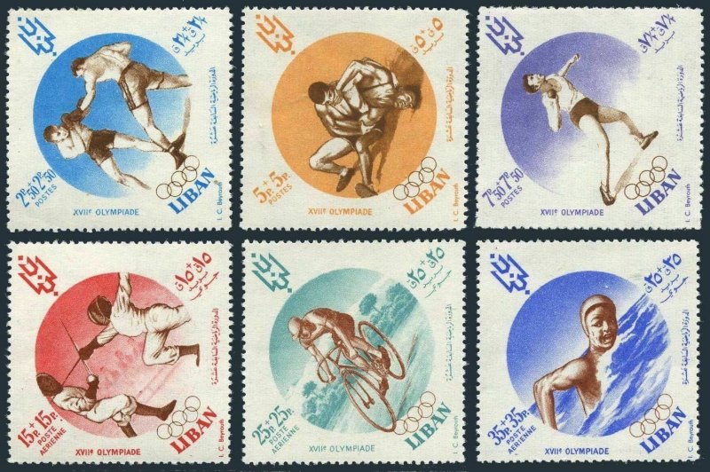 Lebanon B13-B15,CB12-CB14,CB14a,MNH. Olympics Rome-1960.Boxing,Wrestling,Fencing