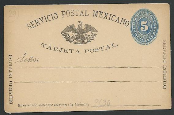 MEXICO 1880s 5c postcard unused............................................60371