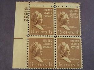 U.S.# 805-MINT/NEVER HINGED---UL- PLATE # BLOCK 4-PREXIE SERIES-1938(#a)