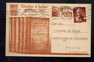 1946 Portugal  Postcard cover to porto Book Seller