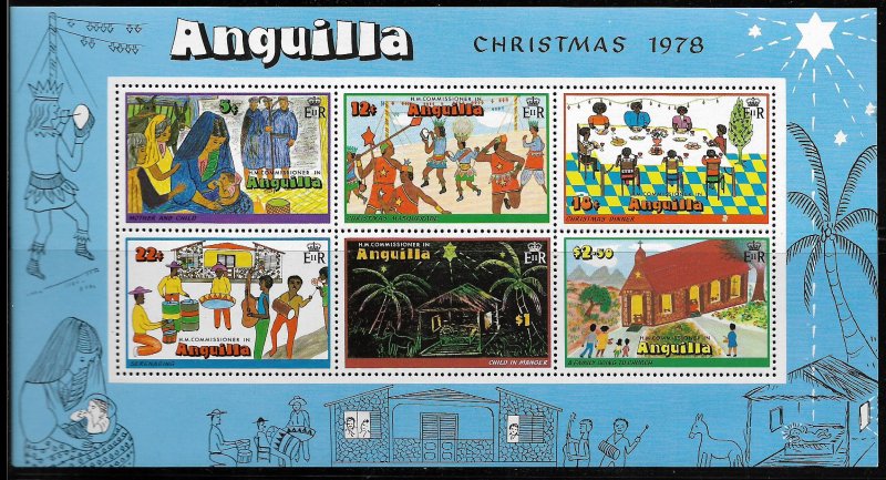 ANGUILLA, 330A, MNH, S.S OF 6, CHRISTMAS 1978