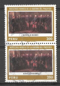 PERU 1979 HEROES OF PACIFIC WAR BOLOGNESI MEETING USED PAIR SCOTT 697 MI 1140