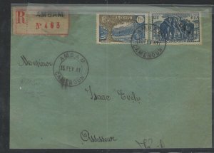 CAMEROUN COVER (P1503B) 1941 REG COVER FROM AMBAM, ELEPHANT STAMP 