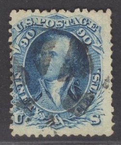 US Stamp #72 90c Blue Washington  USED SCV $600.00