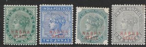 INDIA-NABHA SG10/3 1885 OVERPRINT SET IN RED ON INDIA MTD MINT (r)