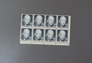 1393, Eisenhower, Block of 8, Mint OGNH, CV $3.60