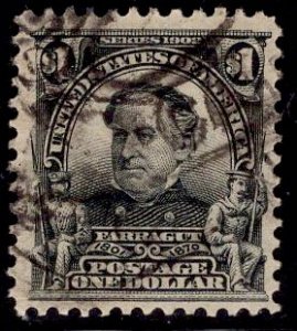 US Stamp #311 $1 Black Farragut USED SCV $90