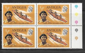 Antigua  #241 1/2 War canoe margin block of 4 (MNH) CV $1.00