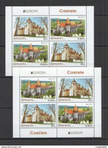 2016 Romania Architecture Castles Europa Cept Bl696(I+Ii) Michel 56 Eu ** Rm133