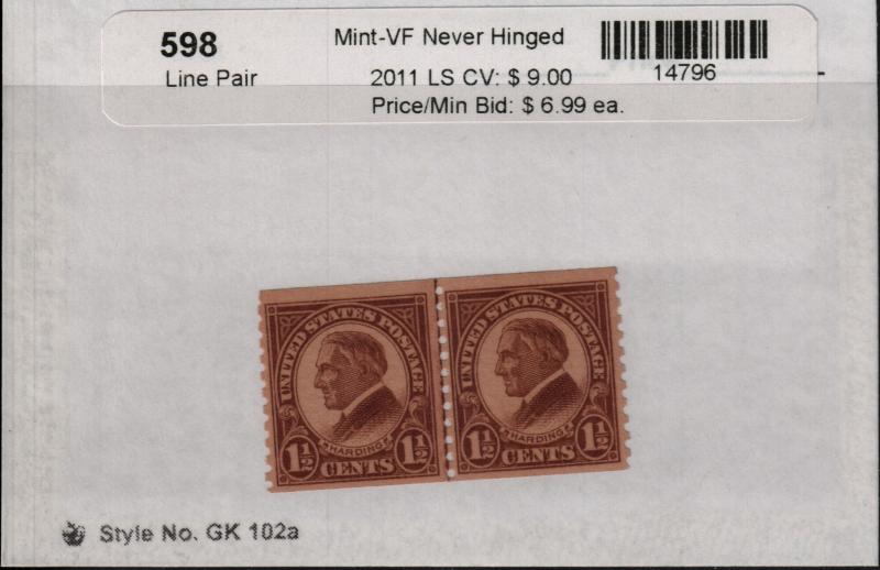 US 598 MNH Line Pair