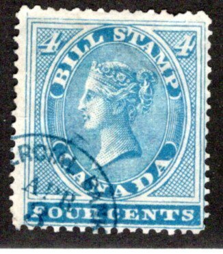 van Dam FB4, 4c, p12.7 x 13.5 used, Canada Federal Bill Stamp, 1st Issue, 1864