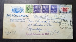 1940 USA Airmail Special Delivery Cover Miami Beach FL to Brooklyn NY