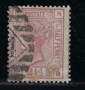 Great Britain Scott # 66, used, plate # 2/NB