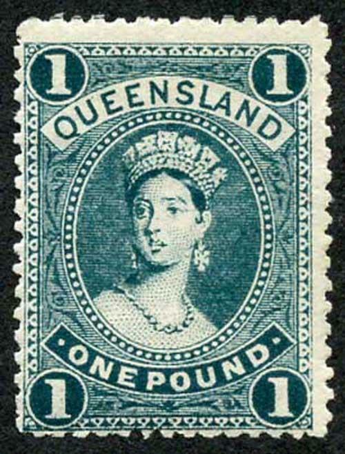 Queensland SG165 One Pound Deep Green wmk 6 M/Mint