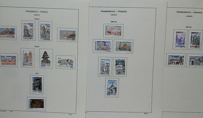 France UNESCO 1961/93 complete collection of sets on printed album pages Stamps