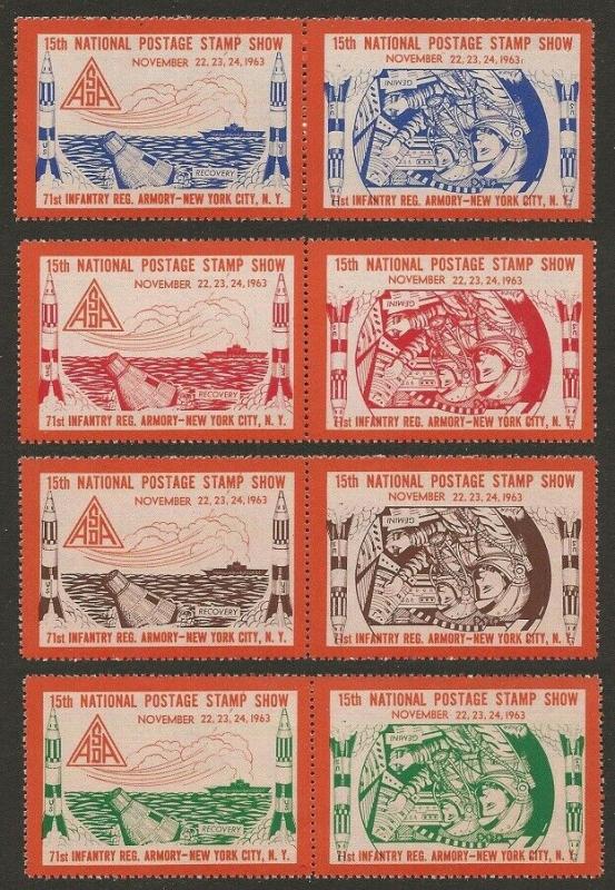 USA 1963 New York ASDA Philatelic Exhibition Cinderellas Set INVERTED CENTER NH