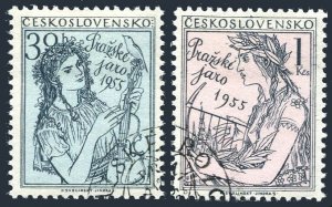 Czechoslovakia 692-693,CTO.Michel 908-909. Music Festival,Prague 1955.Bird.