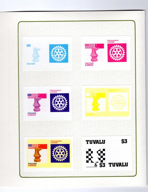 Tuvalu 1986 Sc#352 CHESS/ROTARY 7  PROOFS BOOKLET BEAUTIFUL ITEM !!!