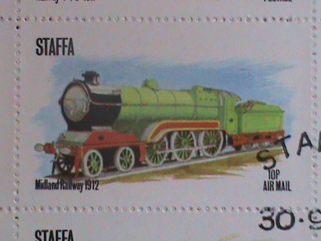 STAFFA-SCOTLAND STAMP:1973 AIRMAIL- RAILWAYS-THE TRAINS COMPLETE SET-CTO MNH