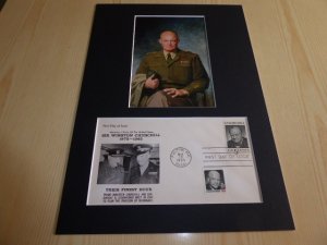 Dwight D. Eisenhower WWII photograph and Winston Churchill USA FDC