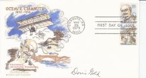 FDC: Sc#C-93-94, Octave Chanute, H/P & Signed by Doris Gold (S10388)