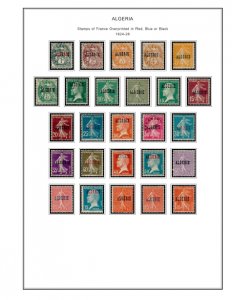 COLOR PRINTED FRENCH ALGERIA 1924-1958 STAMP ALBUM PAGES (29 illustrated pages)