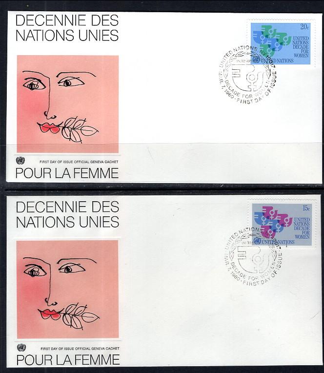 UN New York 318-319 Women's Decade Geneva Set of Two U/A FDC