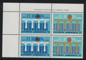 Greece Europa 25th Anniversary of CEPT Pair block 1984 MNH SG#1656-1657