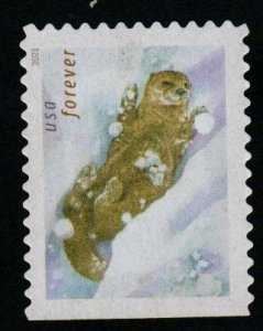 SC# 5650 - (58c) - Otters in Snow - Sliding to Left - Used Single Off Paper