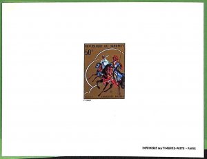 ZA0100 - DAHOMEY - IMPERF stamps - Horse Warriors  1970 Set of 6 DELUXE PROOFS