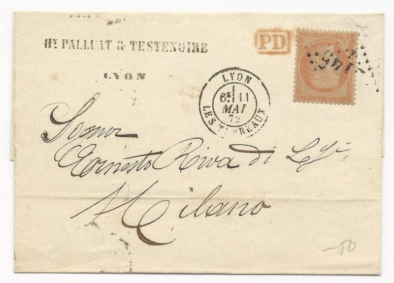 France Scott #59b Tid on Cover VF 1872