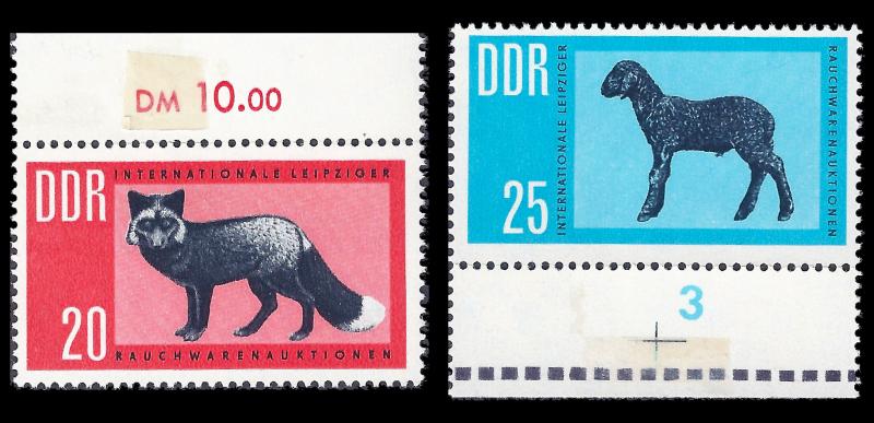 Germany DDR 1963 Sc 641-42 Leipzig Fur Auction MNH