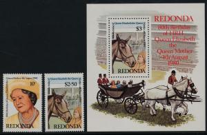 Redonda MNH Horse & Carriage, Queen Mother 80th Birthday