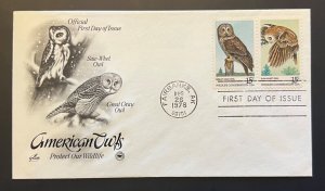 AMERICAN OWLS AUG 26 1978 FAIRBANKS AK FIRST DAY COVER (FDC) BX2A1