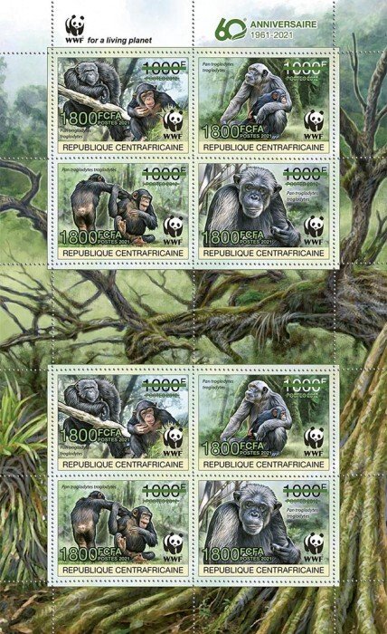 Stamps of CENTRAL AFRICAN REP. 2021 - WWF 60 YEARS