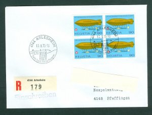 Switzerland. Flight Cover 1975. Reg. 4-Block. Airship Ville de Lucerne.Sc# 602