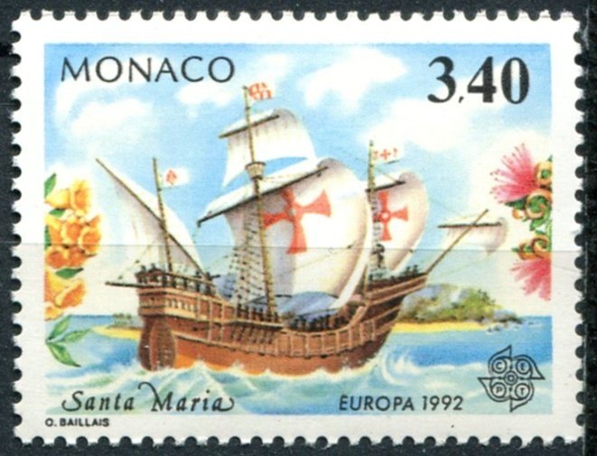 Monaco Sc#1815 MNH, 3.40f multi, Europa (C.E.P.T.) 1992 - Discovery of Americ...