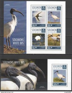 2014 Solomon Islands Birds White Ibis Fauna #2922-26 1+1 ** Ls201