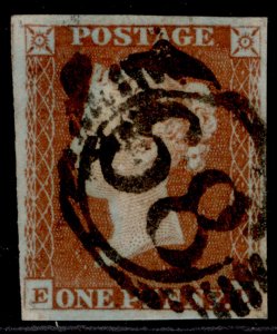 GB QV SG8, 1d red-brown, FINE USED. Cat £35.  EL