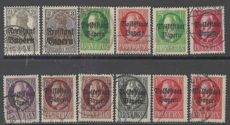 COLLECTION LOT # 2883 BAVARIA 12 STAMPS 1919 CLEARANCE CV=$24