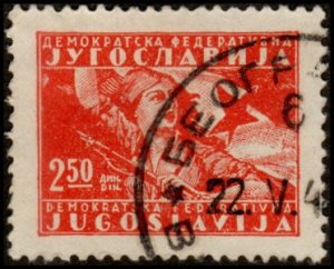 Yugoslavia 211 - Used - 2.50d Partisan Girl / Flag (1947)