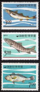 Korea (South) #496-498 set/3 mnh - 1965 Wildlife series - fish - pollock trout